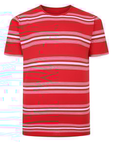 Bigdude Pure Cotton Striped T-Shirt Red Tall